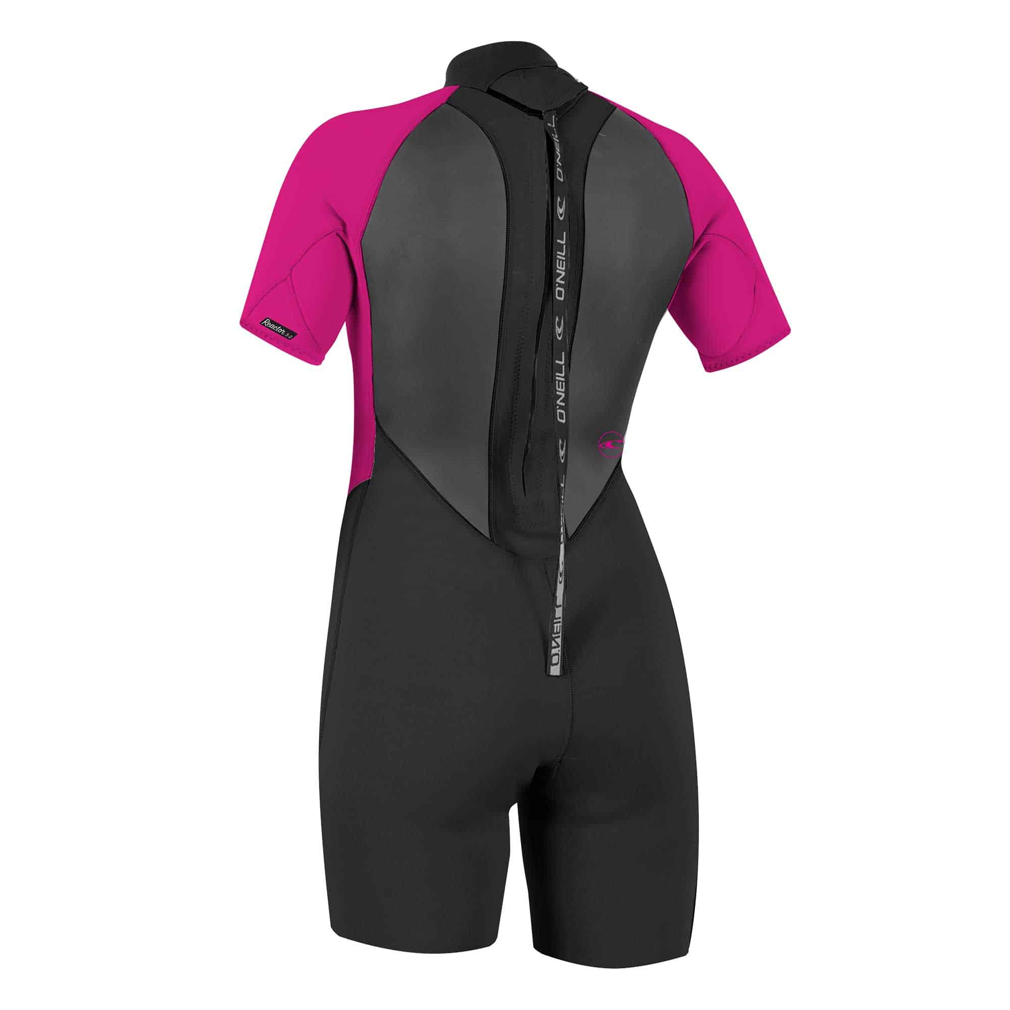 O'Neill Women's Reactor 3/2mm Back Zip Shorty Wetsuit Black/Berry - Image 2