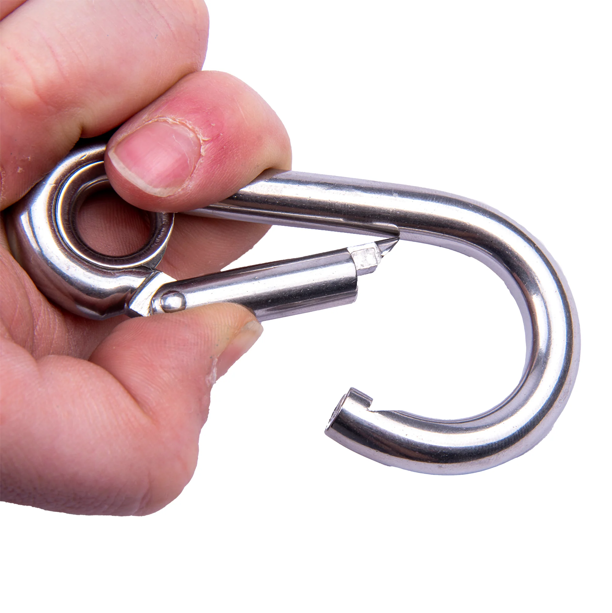 Boatworld Stainless steel 90mm Carbine Snap Hook with Eyelet - Image 2